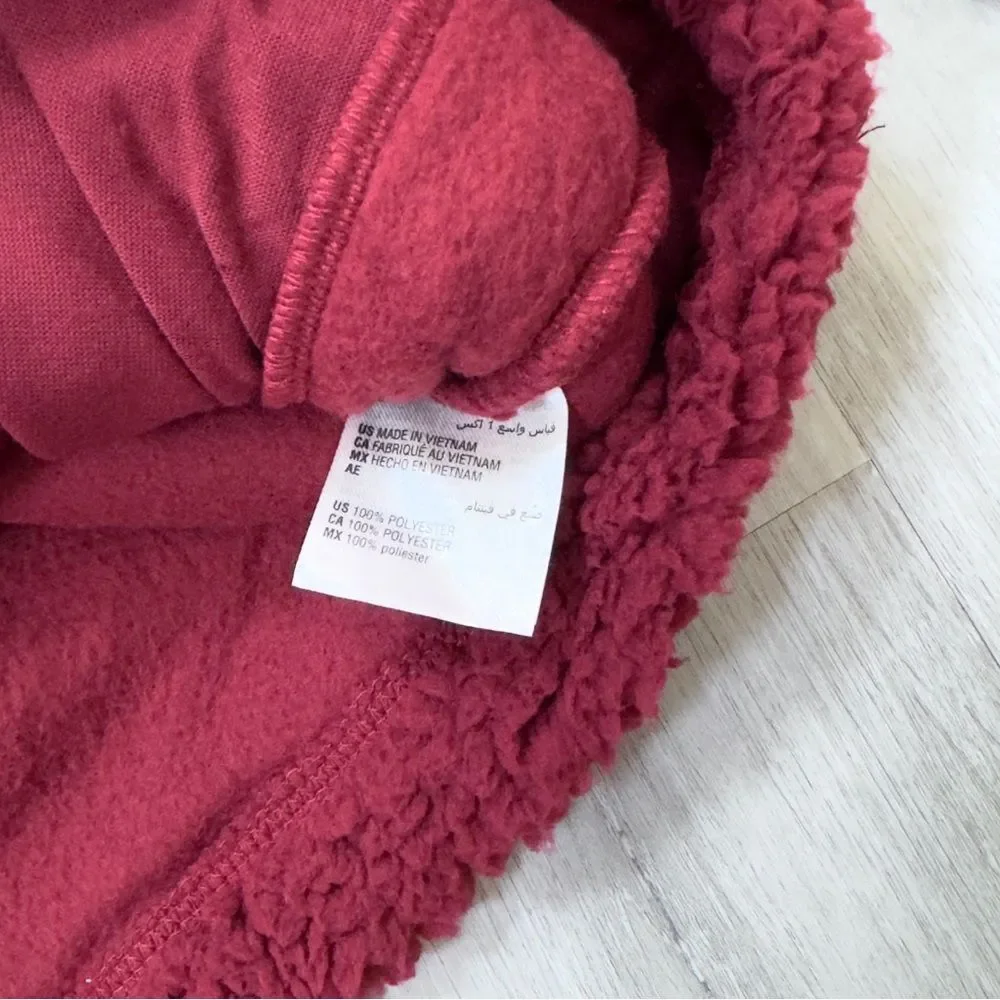 Women's Sherpa Fleece Sweater 1X NWT Dark Wine Red Plush Cozy Warm Pullover